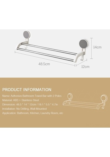 Novahub Pratik 2 Çubuklu Banyo Havlu Askısı - 3kg Taşıma Kapasitesi, Güçlü Diğer