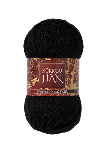 Kürkçü Han Dekor 100 G 100m El Örgü İpi Siyah