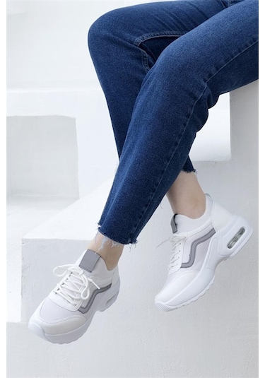 Konfores 1657 Anatomik Air Tabanlı Bayan Sneakers Ayakkabı Beyaz
