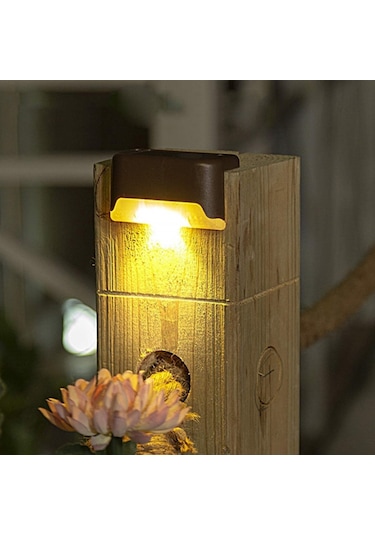 Solar Güneş Enerjili Şarj Edilen Köşebent Merdiven Veranda Bahçe Yolu Led Lamba Işık 4 Adet 4767 Çok Renkli