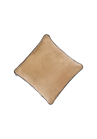 Biyeli Kırlent Yastık Kılıfı Açık Kahve 45x45