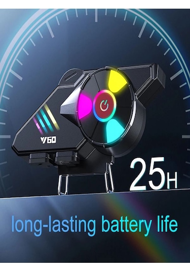 Y60 Ipx6 Su Geçirmez Rgb Bluetooth 5.3 Sesli Asistan İnterkom Kask Kulaklığı
