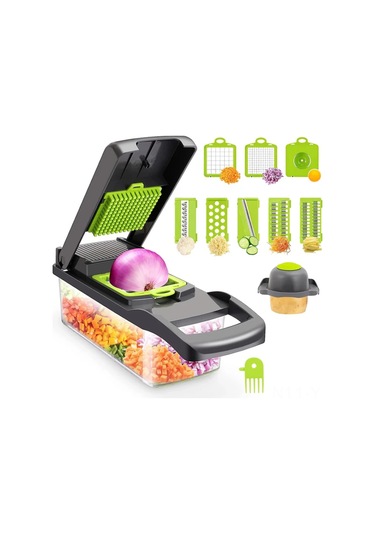 Geekyou Mutfakta Zaman Kazandıran Sebze Dilimleyici, 8 Değiştirilebilir Bıçaklı, Hardal Soğan Patates Kesici, Yemek Hazırlama Aleti Diğer