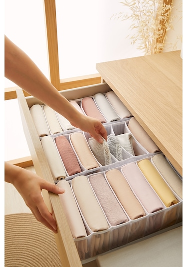 Ocean Home Textile 3'lü 8 Bölmeli Beyaz Renk File Çekmece İçi Düzenleyici Set