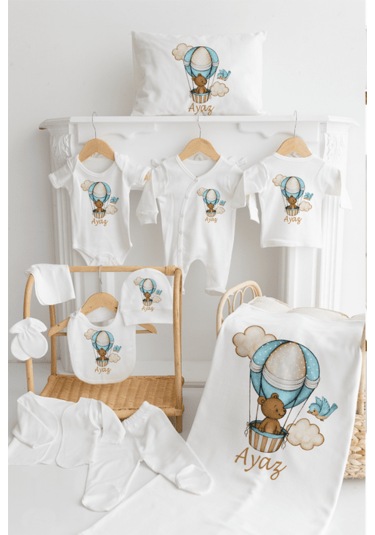 Bebewini Pamuk Baskılı 11'li İsimli Hastane Çıkışı M20 Ekru