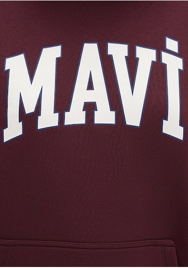 Mavi - Mavi Logo Baskılı Kapüşonlu Bordo Sweatshirt 1600361-85493 Bordo