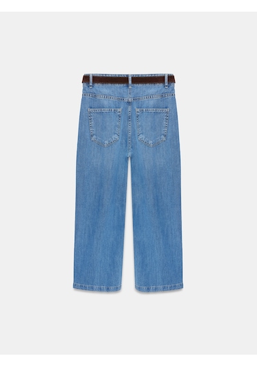Dilvin 72298 Kemerli Geniş Paça Jean-mavi Mavi