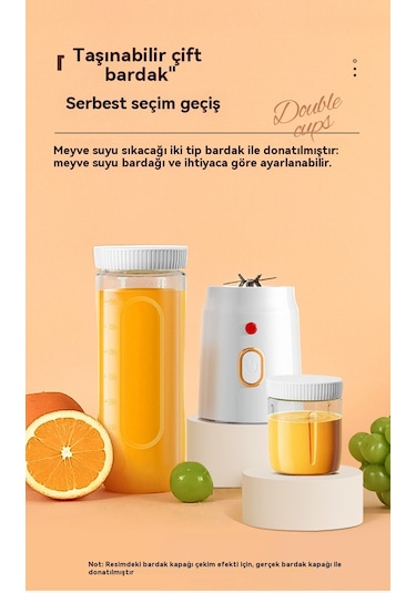 Aurora Şarj Edilebilir Küçük Çok Fonksiyonlu Meyve Sıkacağı Meyve Sıkacağı Beyaz Beyaz