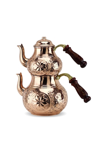 Yıldız İşlemeli Bakır Çaydanlık 2.5 Lt Bakır