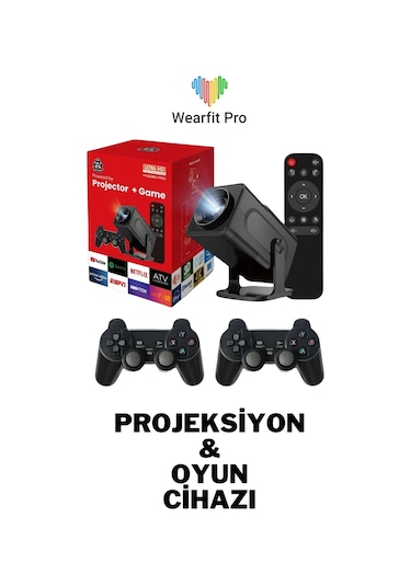 Wearfitpro HCS350 PRO Taşınabilir Projektör Full Hd 1080p 4k Projeksiyon Oyun Cihazı