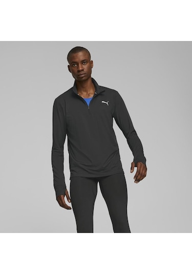 Puma Run Favorite 1/4 Zip Erkek Siyah Dik Yaka Tişört Siyah