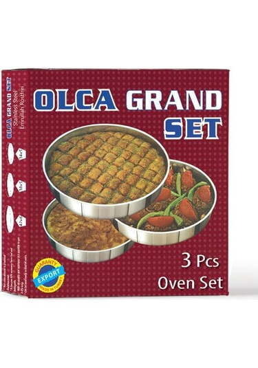Paslanmaz Çelik Fırın Tesisi 3lü Set Büyük Gümüş
