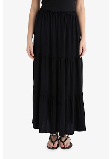 DeFacto Yüksek Bel Krinkıl Viskon Maxi Etek - D5033AX25SMBK81