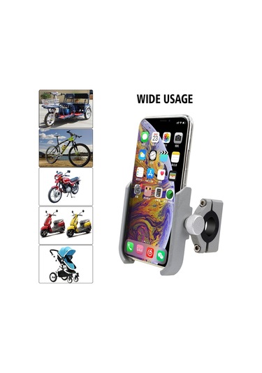 Motosiklet Alüminyum Alaşımlı Basınçlı Döküm Cep Telefonu Tutucu Braketi, Gidon Versiyonu Gümüş Silver