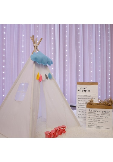 Leezsing Yenilenebilir Solar Enerjili 3x2 Metre Led Perde Işığı, Usb Kumandalı 8 Modlu Mavi Dekoratif Aydınlatma, 200 Led'li Diğer