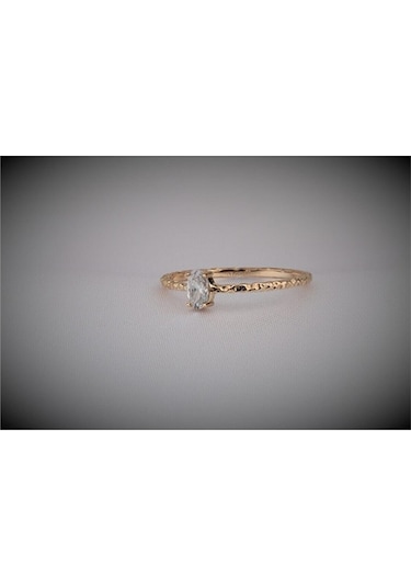 Afrodit Eskitme Oval Zirkon Evlilik Teklifi 14 Ayar Altın Yüzük-H
