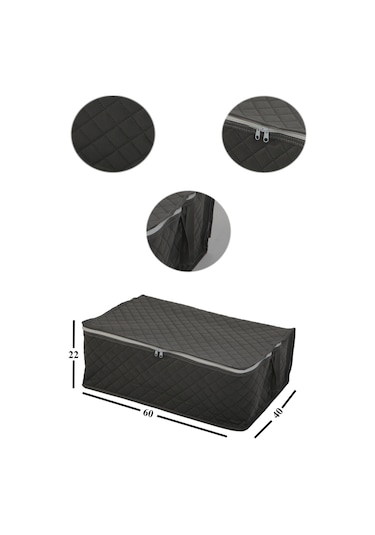 Adarya Home Çekyat Baza Tipi  Hurç-Baza Alti Kazak-Yastik-Pike Saklama Hurcu 22 x 40 x 60 Gri