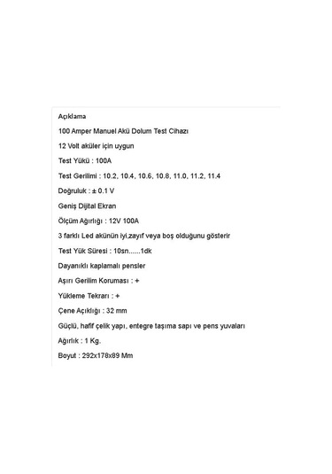 -200d Dijital Akü Test Cihazı 12volt 200amper Gesi Ub