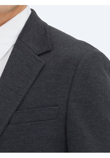 Antrasit Düz Modern Fit Pamuk Karışımlı Örme Takım Elbise Antrasit