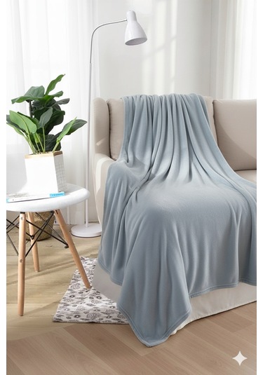 Peluş Tek Kişilik Battaniye Welsoft Battaniye Tv Battaniyesi Polar Battaniye Süper Yumuşak Buz Mavisi