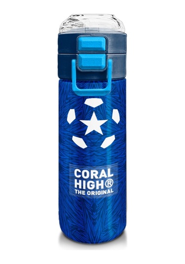Coral High Erkek Çocuk İçin 500 Ml'lik Paslanmaz Çelik Termos/suluk - Lacivert Saks Futbol Desenli Çok Renkli