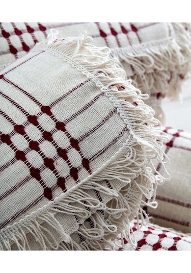 %100 Pamuklu Dört Tarak Krem Buldan Işi Çekyat-Koltuk Örtüsü 180x180