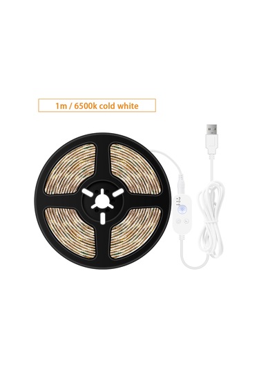 Padalink Usb Pır Hareket Sensörlü Işık Şeridi - 1m 6500k Soğuk Beyaz Ip65 Su Geçirmez Yumuşak Led Bandı Beyaz