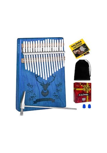 Midex KLX-454G Hakiki Ağaç Geyik Desenli Kalimba 17 Tuşlu