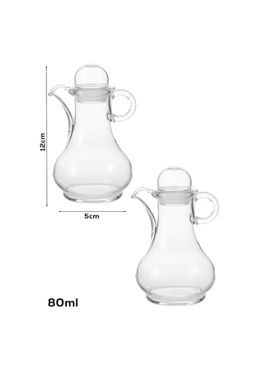 Porsima Pbt-570 Kapaklı Akrilik 2 Li Yağlık Sirkelik Yağdanlık Seti 80ml Şefaf