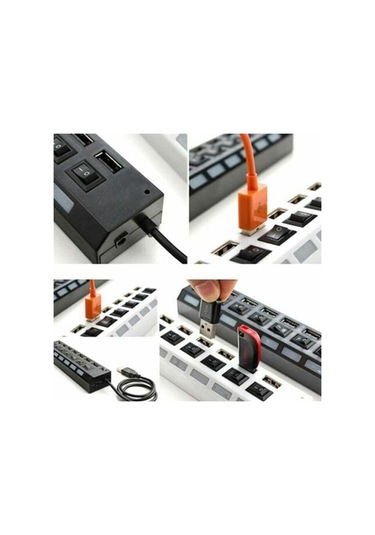 Ev Ofisi Black 7hole Usb Bağımsız Düğmeli Çoklu İşlev