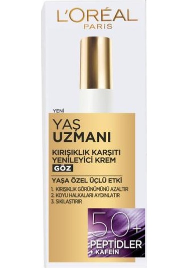 L'Oréal Paris Yaş Uzmanı 50+ Kırışıklık Karşıtı Yenileyici Göz Kremi 15 ML