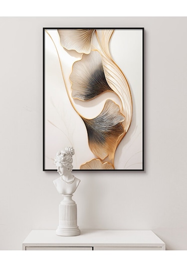 Tablo Ahşap Çerçeveli Tablo Çerçeveli Poster Ginkgo Biloba Çiçek Temalı Tablo