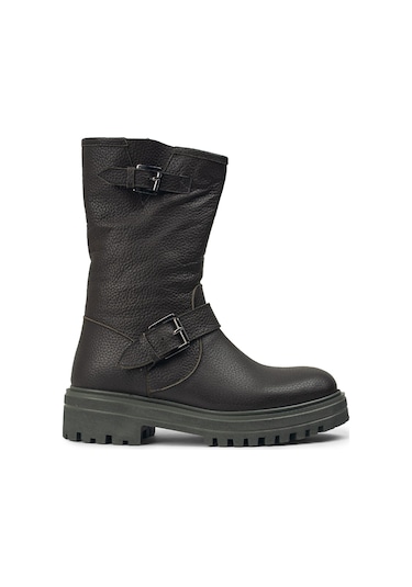 Deery Hakiki Deri Yeşil Kadın Bot - 01805Zysle01 Yeşil