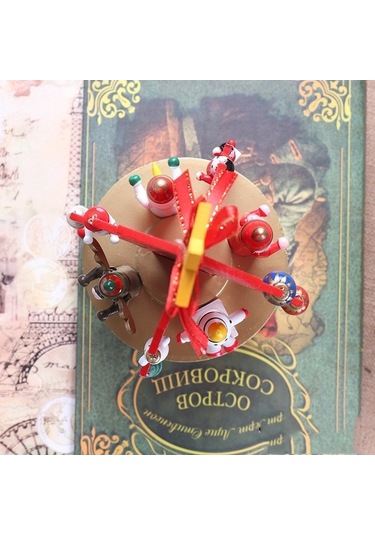 Novahub Yeşil Ahşap Dönen Müzik Kutusu Noel Ağacı Süslemeleri