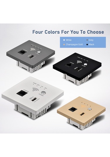 Yaleker Duvar Kurulu 300m Wifi Ap Router, Usb Şarj Cihazı, Gri Renkli, Çok Fonksiyonlu Kablosuz Ağ Cihazı