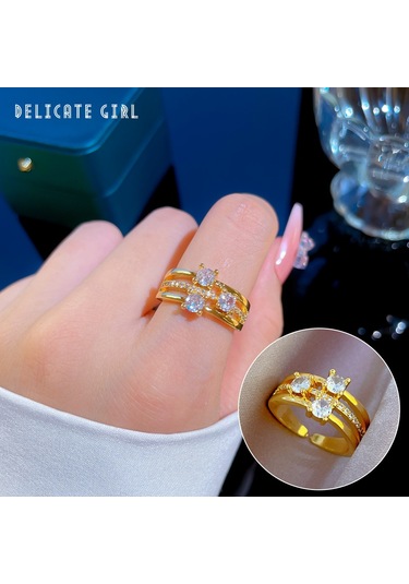 Ayarlanabilir Açıklığa Sahip Zarif Zirkon Yüzük No.13 Çok Renkli