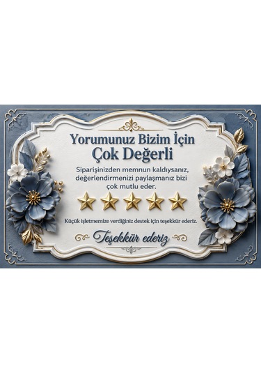 3d Tasarım İşletme Yorum Kartı Sipariş Teşekkür Kartı Mavi
