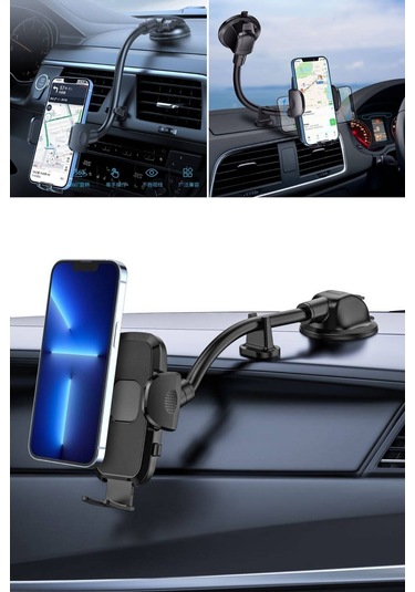 Zmc Bilişim Ayarlanabilir Vakum Kilitli Cam Ve Torpidoya Takılabilen Telefon Tutucu