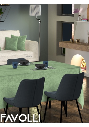 Kadife Dokulu Ada Çayı Masa Örtüsü Ada Çayı