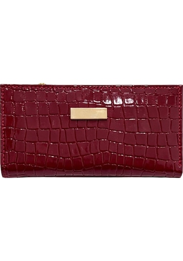 Adelina Bags Kadın Timsah Deseni Görünümlü Basic Küçük Bordo Cüzdan Bordo