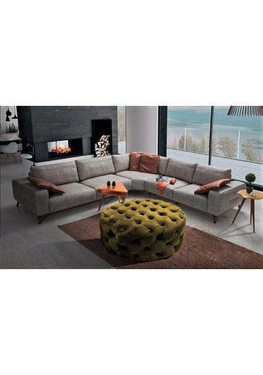 Gazzini Classic Orta Puf, Yuvarlak Hardal