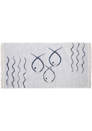 Mudo Home Larıssa Fısh Çift Taraflı Kilim Lacivert Beyaz 80x150 3627770