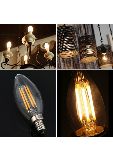 Mufunye 6 Adet E14 4w Led Mum Ampülü, 2700k Islak Beyaz, Cam Materyal, 220v, Transparan, Model C35e14