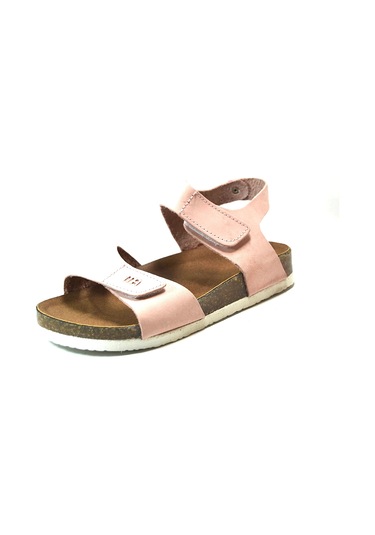 Onlo Ayakkabı 1050 Deri Pudra Ortopedik Cırtlı Kız Çocuk Sandalet Pudra