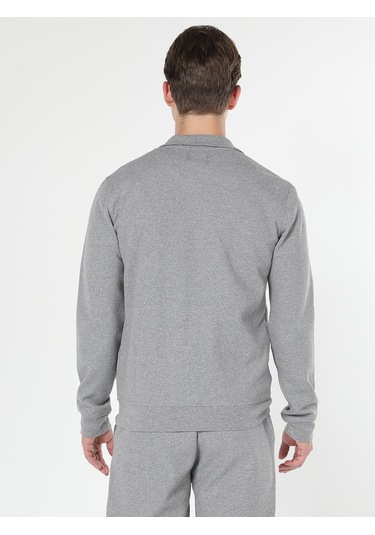 Colin's Slim Fit Fermuarlı Baskılı Gri Erkek Ceket CL1059647_Q1.V2_MGA Gri Melanj