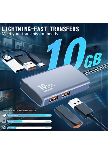 Xuweiwei Vszapower Usb 3.2 Gen2 10gbps 5 İn 2 Usb A 2 Port Ve Usb C 2 Port Hub Laptop İçin Yüksek Hızlı Veri Transfer Arayüzü Usb 3.0 Ve 2.0 Uyumlu