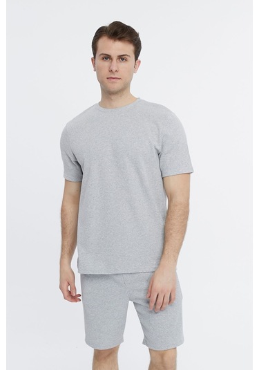 Bella Dossi Waffle Kumaş 0 Yaka Erkek Günlük Ve Spor Şort Takımı Gri
