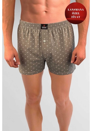 Erdem Gri Baskılı Desenli Penye Boxer 1400yınk Gri