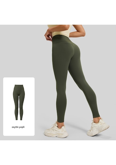 Kadınlar İçin Şeftali Kalça Kaldırıcı Spor Yoga Pantolonu Yeşil