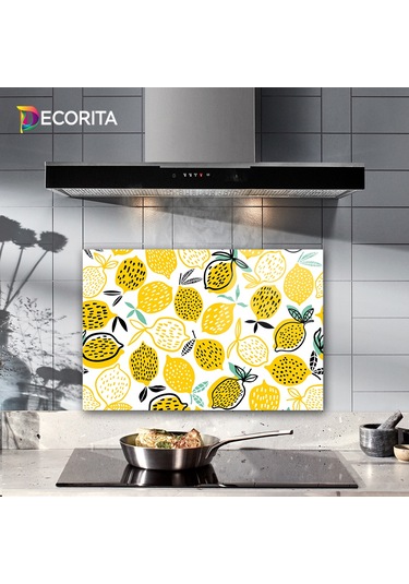 Decorita Sarı Limonlar | Cam Ocak Arkası| 40cm X 60cm
